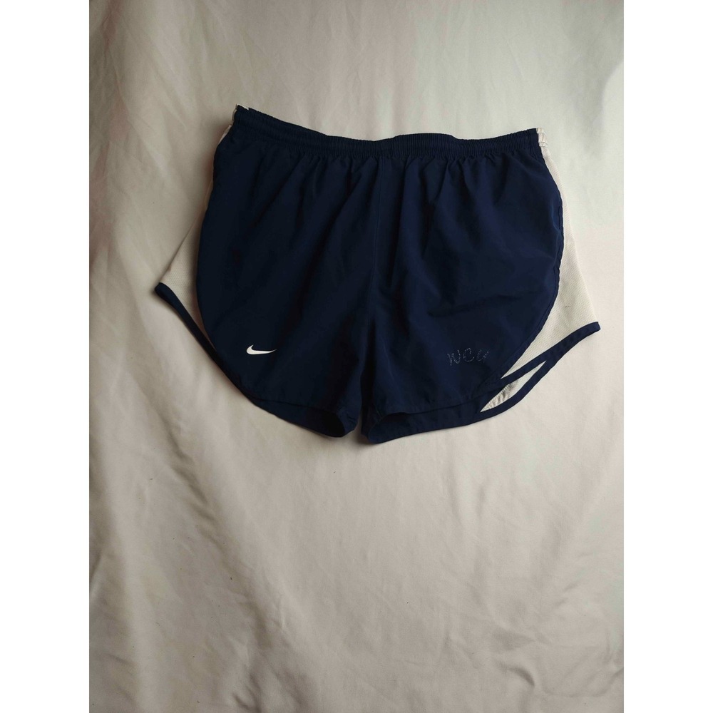 Nike Team FIT DRY Running Shorts Womens Large (12-14) Navy Blue White Athletic‎